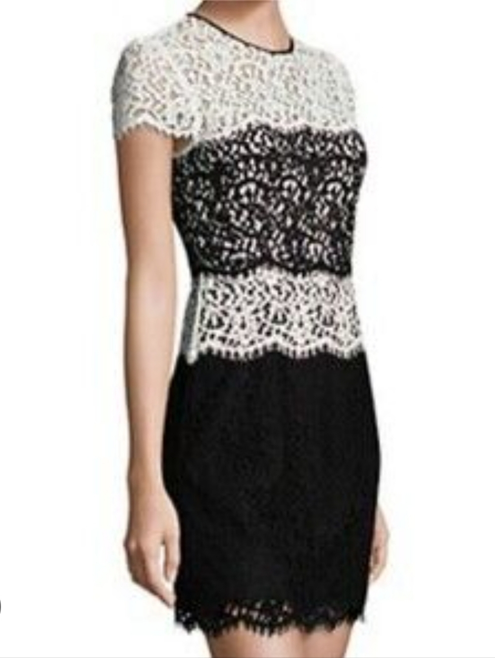 NWT Milly Gabrielle Sheath Lace Black And White Dress